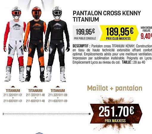 pantalon cross kenny titanium