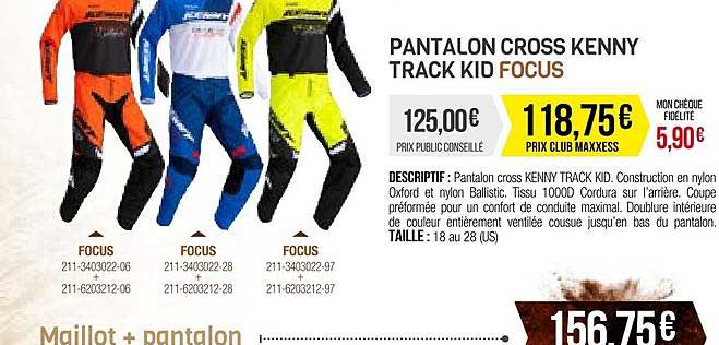 pantalon cross kenny track kid focus, maillot + pantalon