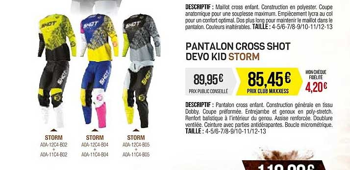 pantalon cross shot devo kid storm