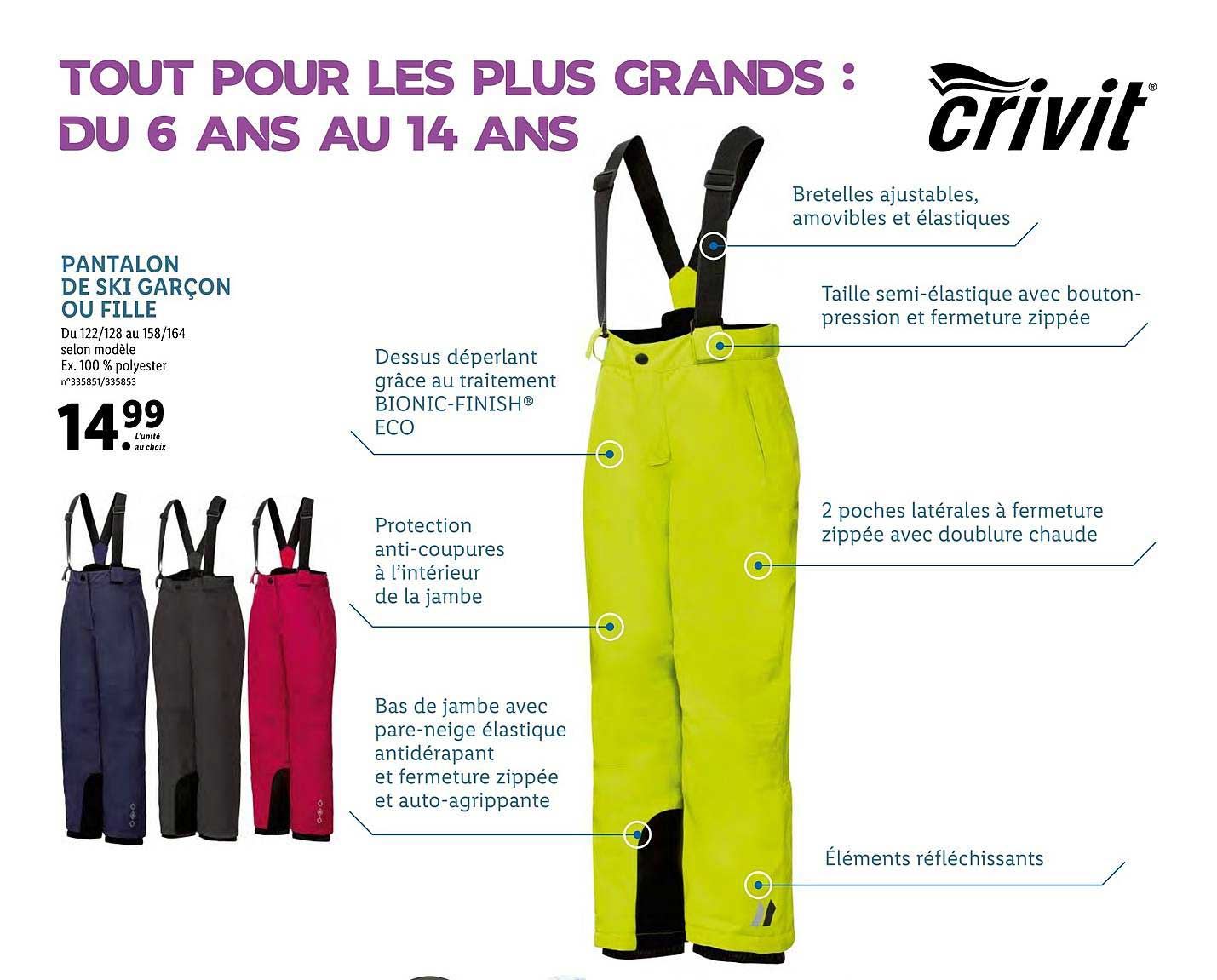 pantalon de ski garçon ou fille