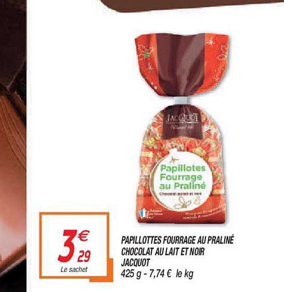 papillotes fourrage au praliné chocolat au lait et noir jacquot