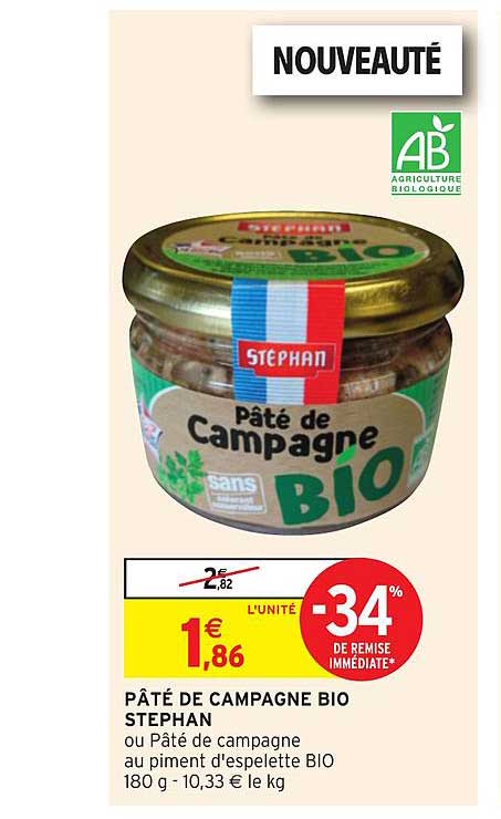 Pâté De Campagne Bio Stephan -34% Remise Immédiate