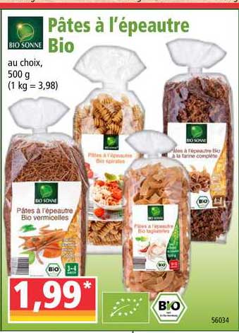 pâtes à l'épeautre bio