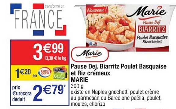 pause dej. biarritz poulet basquaise et riz crémeux marie