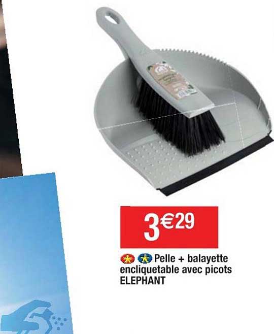 pelle + balayette encliquetable avec picots elephant