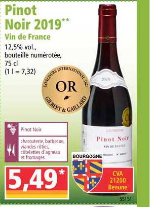 pinot noir 2019 vin de france