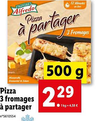 pizza 3 fromages à partager