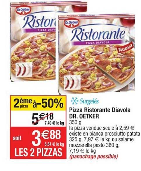 pizza ristorante diavola dr. oetker le 2ème pizza à -50%