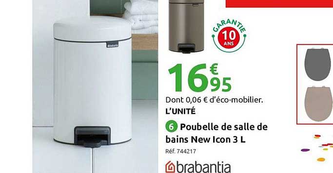 poubelle de salle de bains new icon 3 l brabantia