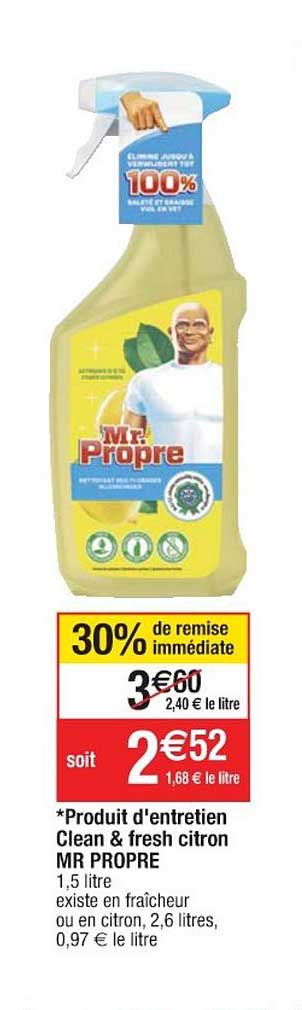 produit d'entretien clean & fresh citron mr propre 30% remise immédiate