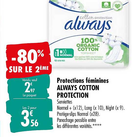 protections féminines always cotton protection