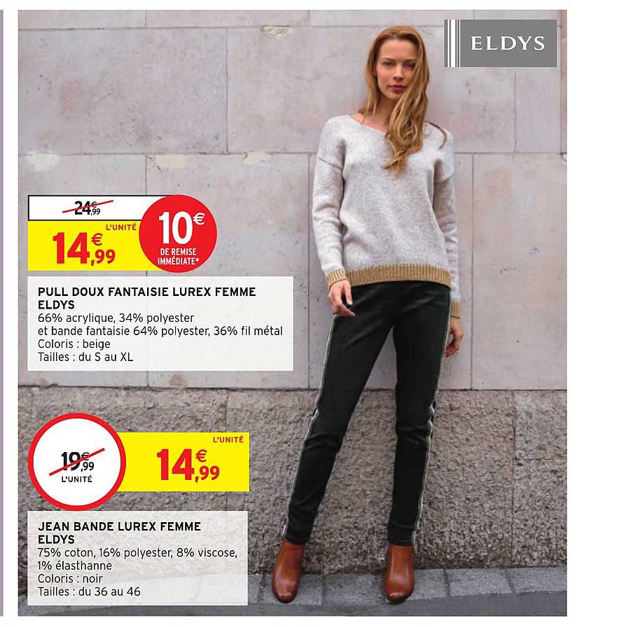 pull doux fantaisie lurex femme eldys  jean bande lurex femme eldys