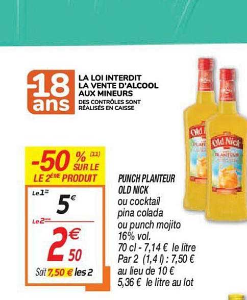 punch planteur old nick -50% sur le 2e produit