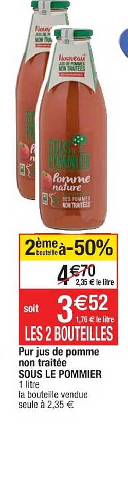 pur jus de pomme non traitée sous le pommier le 2ème bouteille à -50%