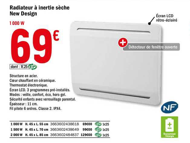 radiateur à inertie sèche new design