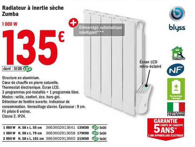 radiateur à inertie sèche zumba