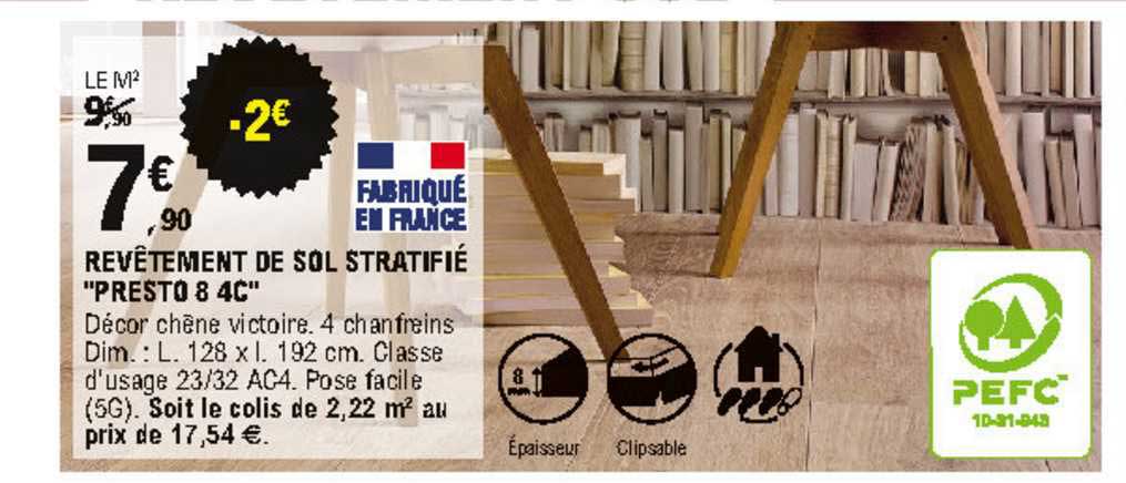 Revêtement De Sol Stratifié "presto 8 4c"