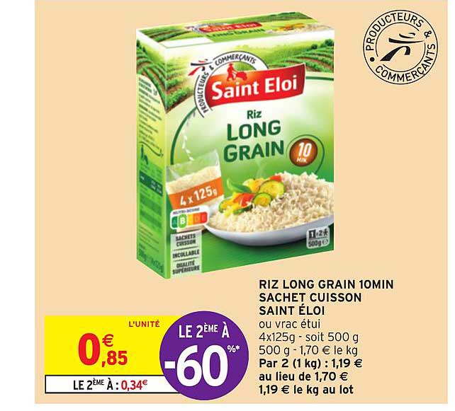 riz long grain 10 min sachet cuisson saint éloi le 2ème à -60%