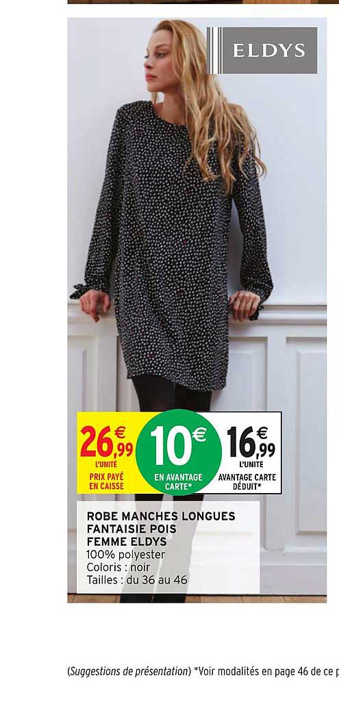 robe manches longues fantaisie pois femme eldys