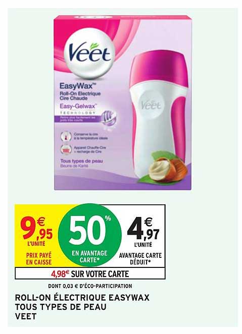 roll on électrique easywax touts types de peau veet