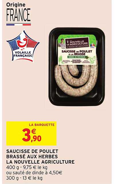 saucisse de poulet brassé aux herbes la nouvelle agriculture