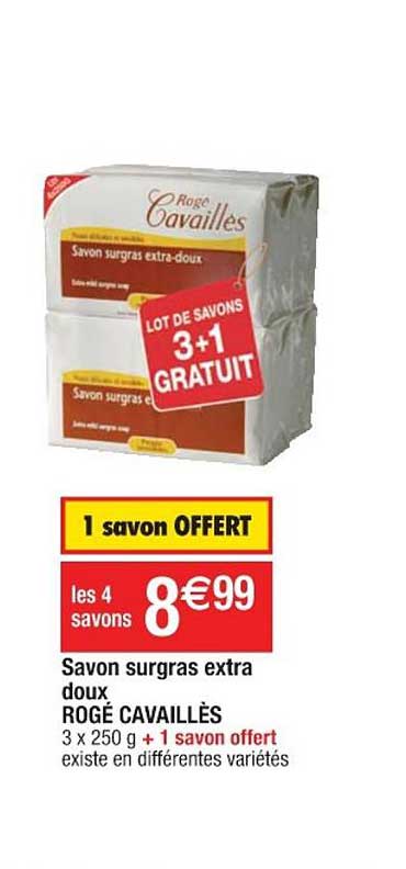savon surgras extra doux rogé cavaillès 1 savon offert