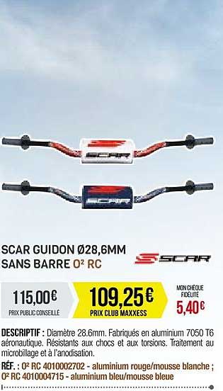 scar guidon  28,6mm sans barre o2 rc