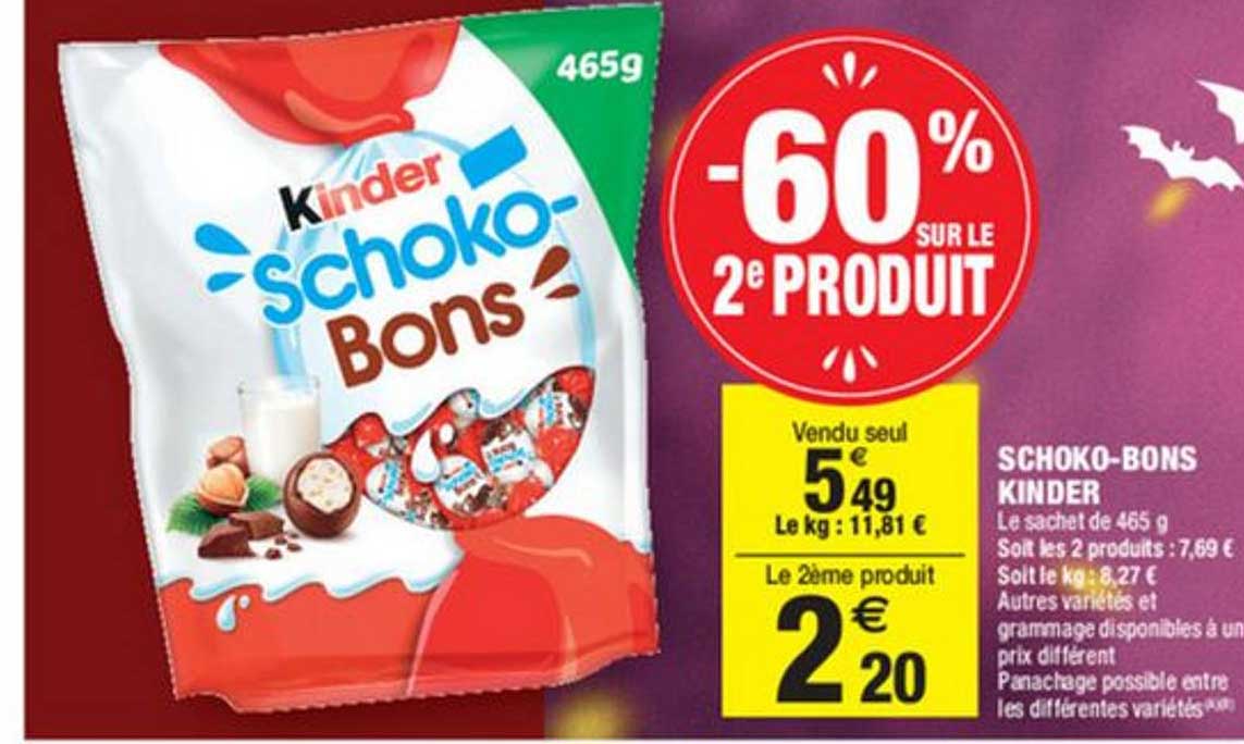 schoko bons kinder -60% sur le 2è produit
