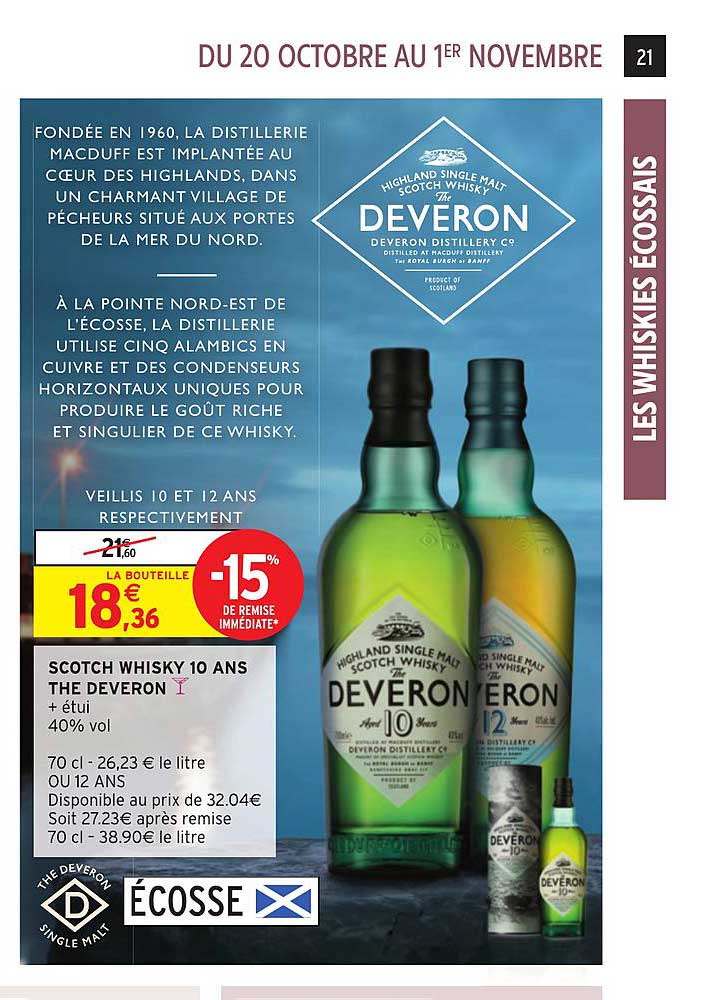 scotch whisky 10 ans the deveron -15% remise immédiate