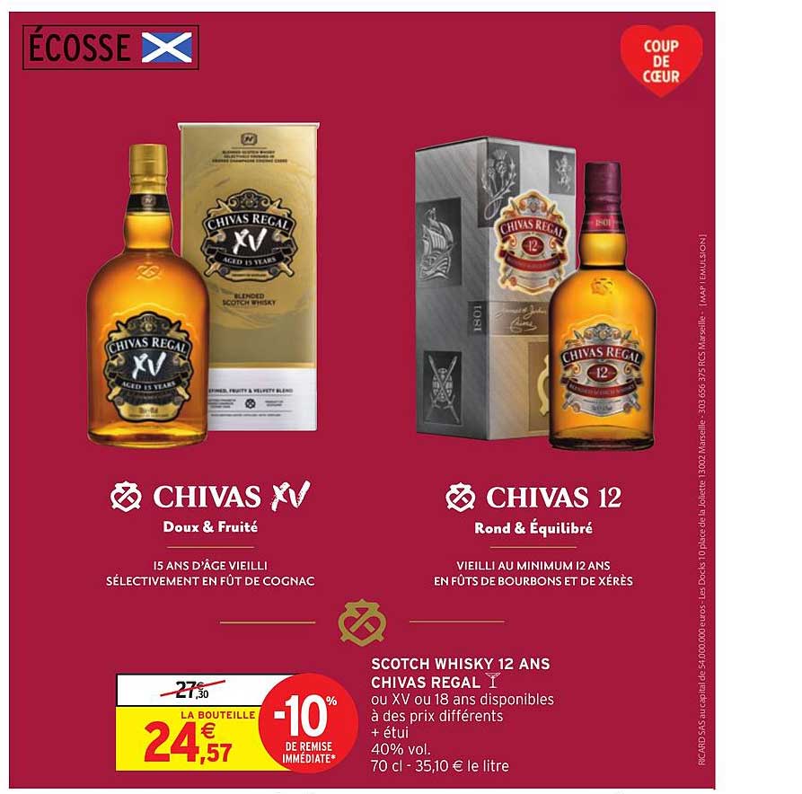 scotch whisky 12 ans chivas regal 10% remise immédiate