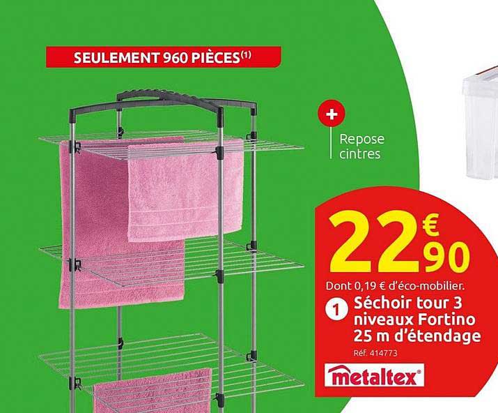 séchoir tour 3 niveau fortino 25 m d'étendage metaltex