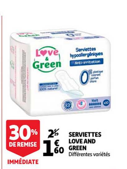 serviettes love and green