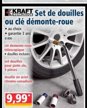 set de douilles ou clé démonte roue kraft werkzeuge