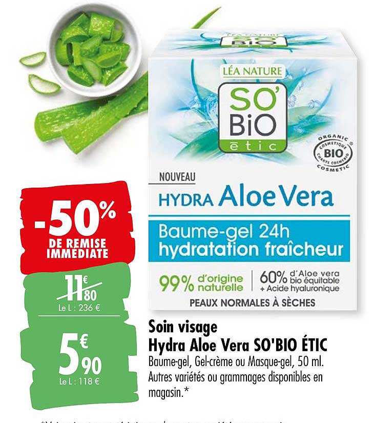 soin visage hydra aloe vera so' bio étic