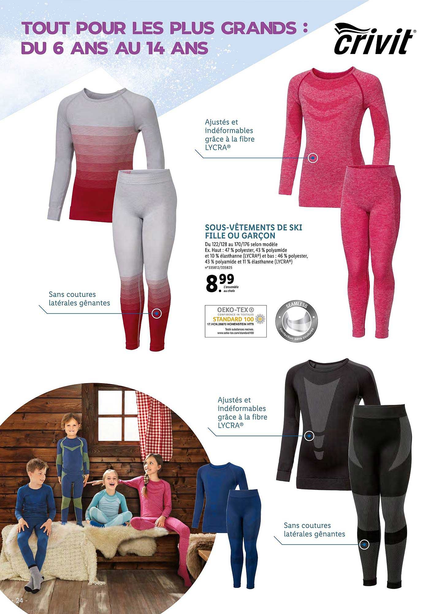 sous-vêtement de ski fille ou garçon