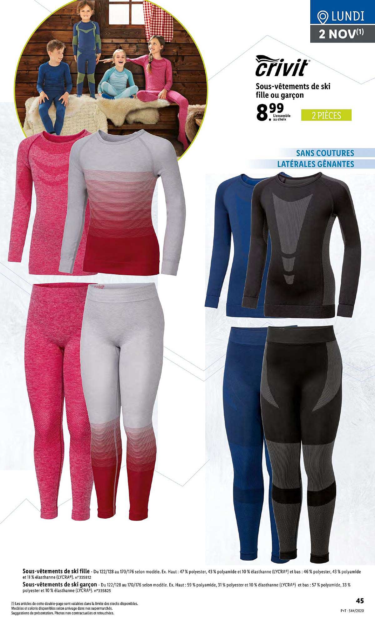 sous-vêtement de ski fille ou garçon