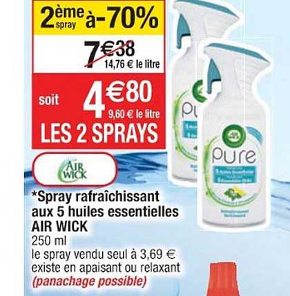 spray rafraîchissant aux 5 huiles essentielles air wick le 2ème spray à -70%
