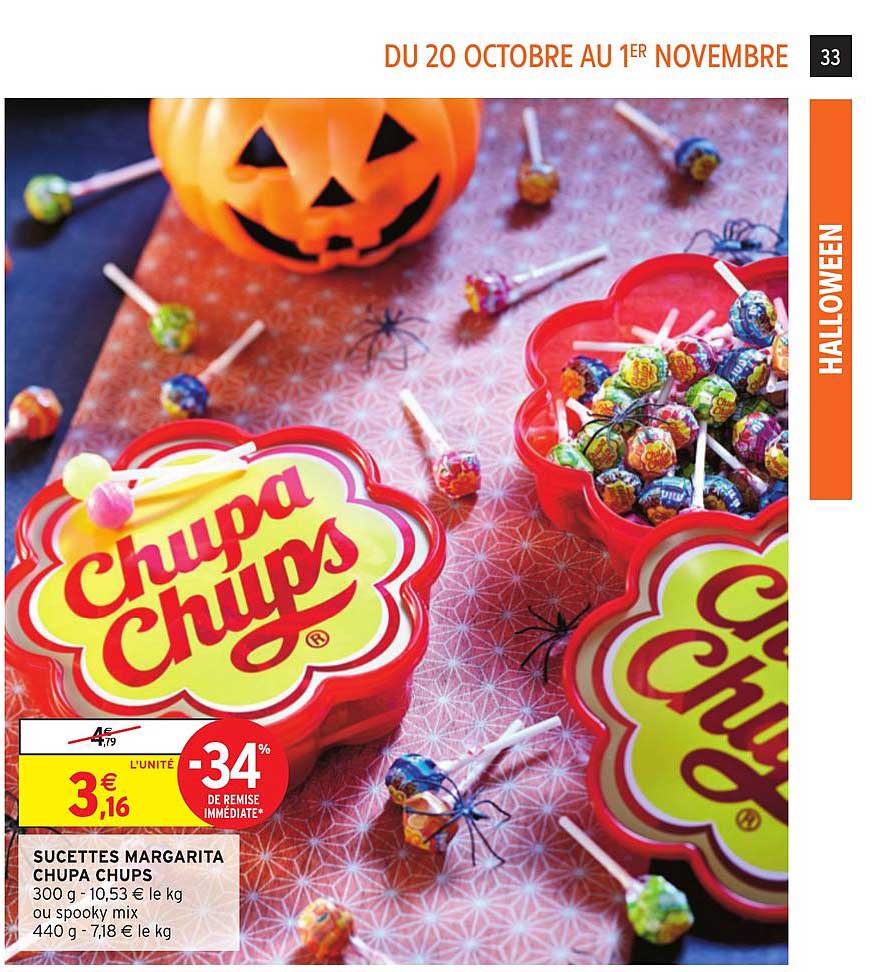 sucettes margarita chupa chups -34% remise immédiate