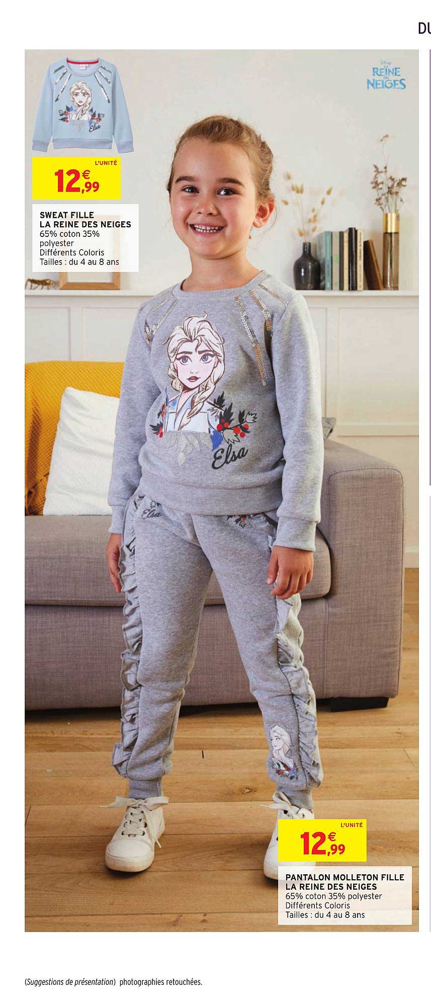 sweat fille la reine des neiges pantalon molleton fille la reine des neiges