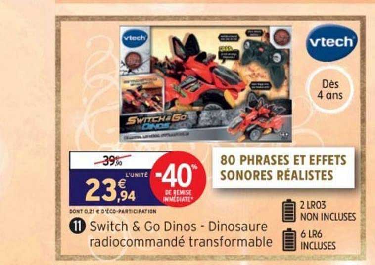 switch & go dinos dinosaure radiocommandé transformable vtech -40% de remise immédiate