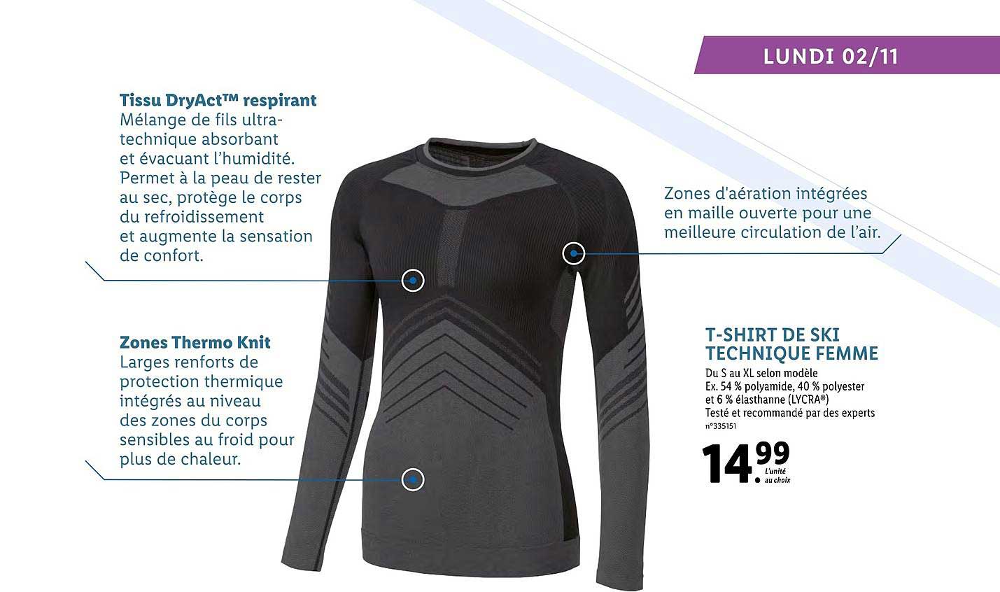 t-shirt de ski technique femme