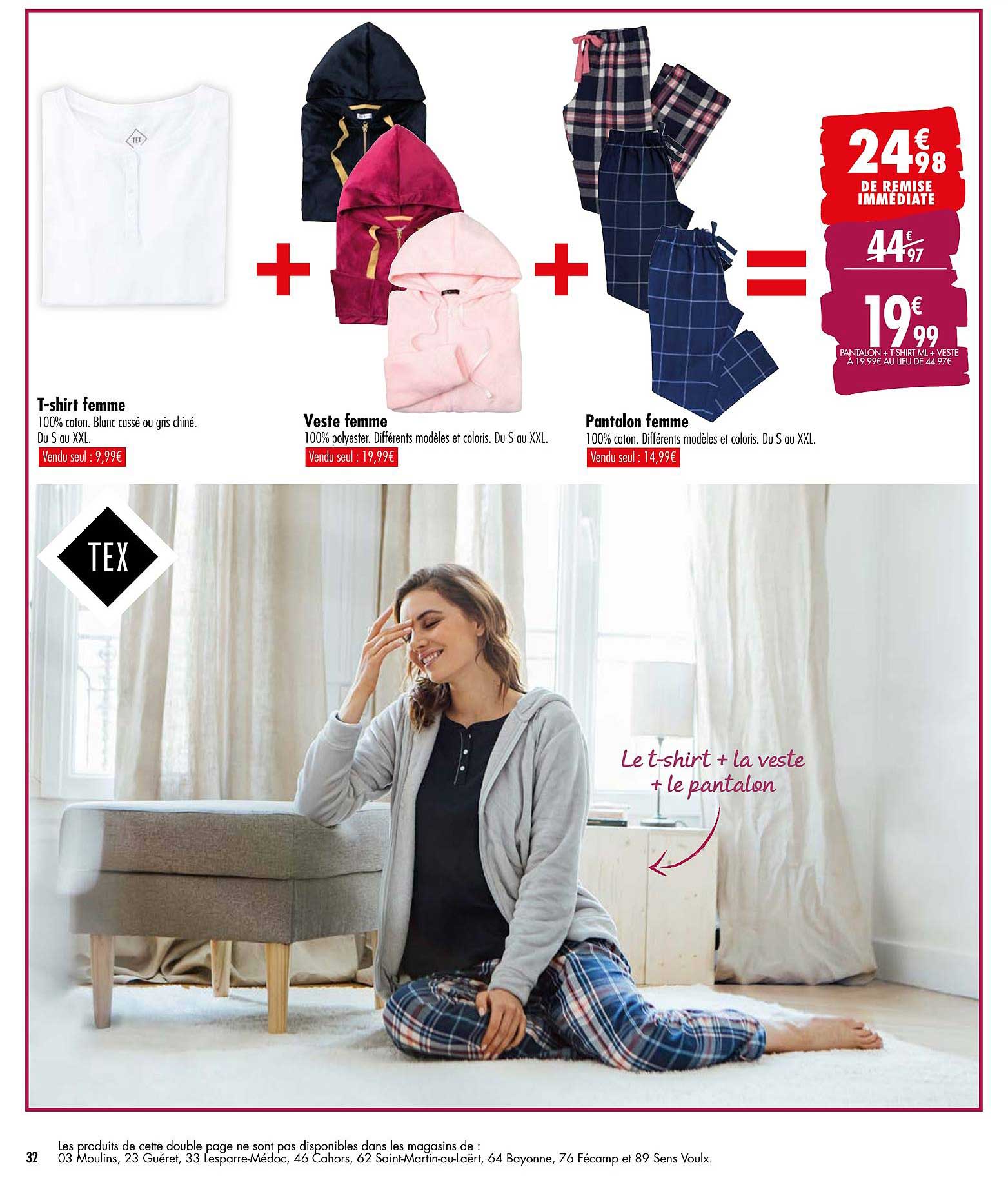 t-shirt femme, veste femme, pantalon femme