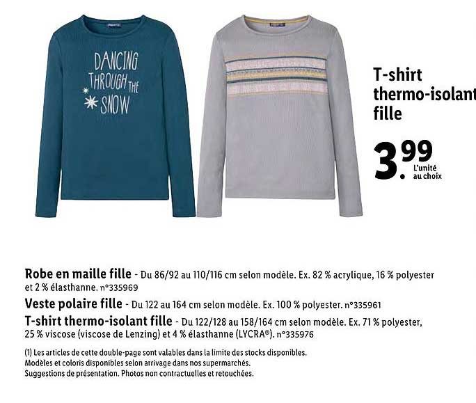 t-shirt thermo-isolant fille