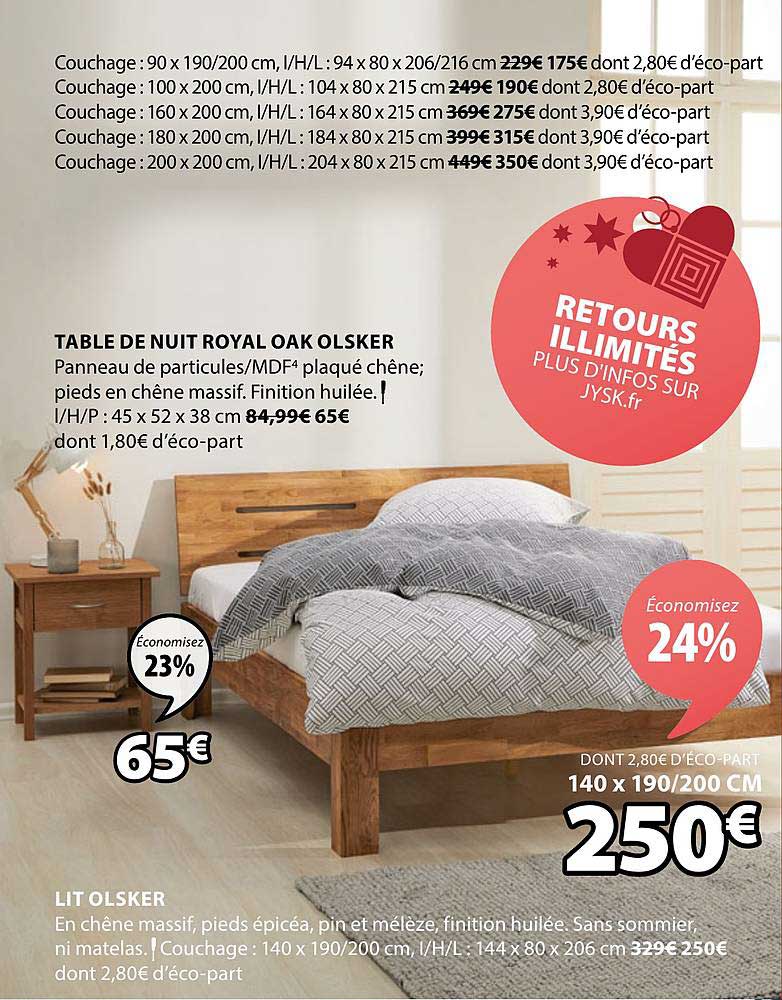 table de nuit royal oak olsker lit olsker