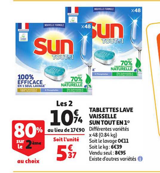 tablettes lave vaisselle sun tout en 1