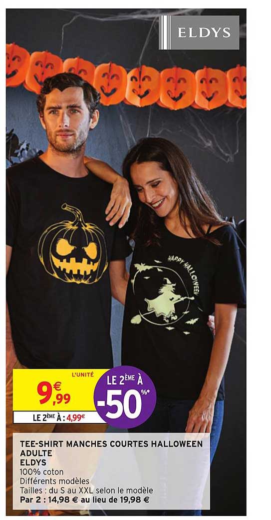 tee shirt manches courtes halloween adulte eldys