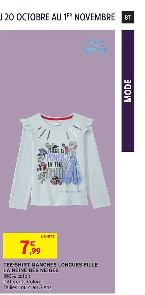 tee shirt manches longues fille la reine des neiges
