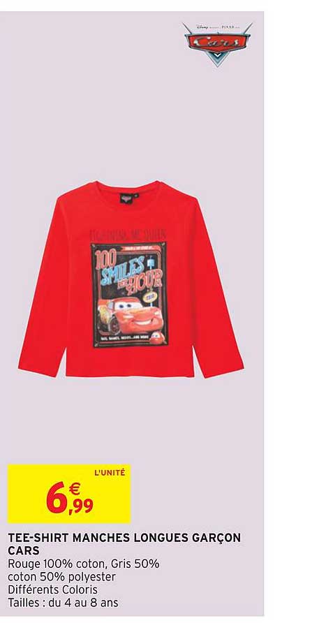 tee shirt manches longues garçon cars