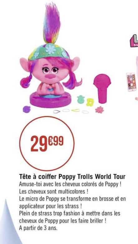 tête à coiffer poppy trolls world tour