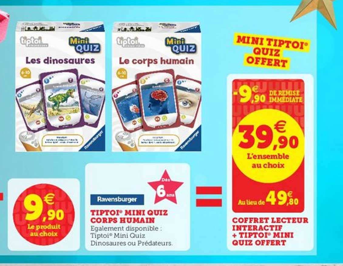 tiptoi mini quiz corps humain, coffret lecteur interactif + tiptoi mini quiz offert
